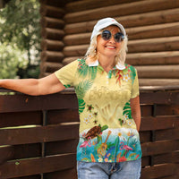 Hawaiian Alohawaii Women Polo Shirt Tropical Plants and Animals on The Beach LT03 - Polynesian Pride