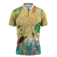 Hawaiian Alohawaii Zipper Polo Shirt Tropical Plants and Animals on The Beach LT03 Multicolor - Polynesian Pride