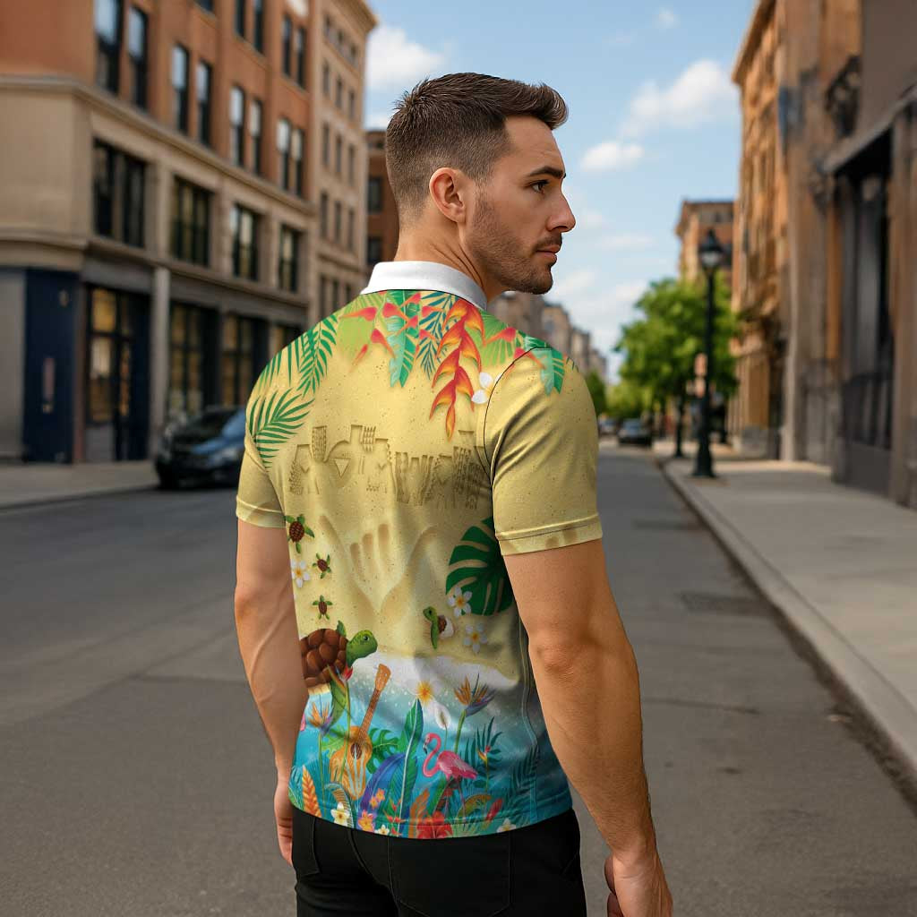 Hawaiian Alohawaii Zipper Polo Shirt Tropical Plants and Animals on The Beach LT03 - Polynesian Pride
