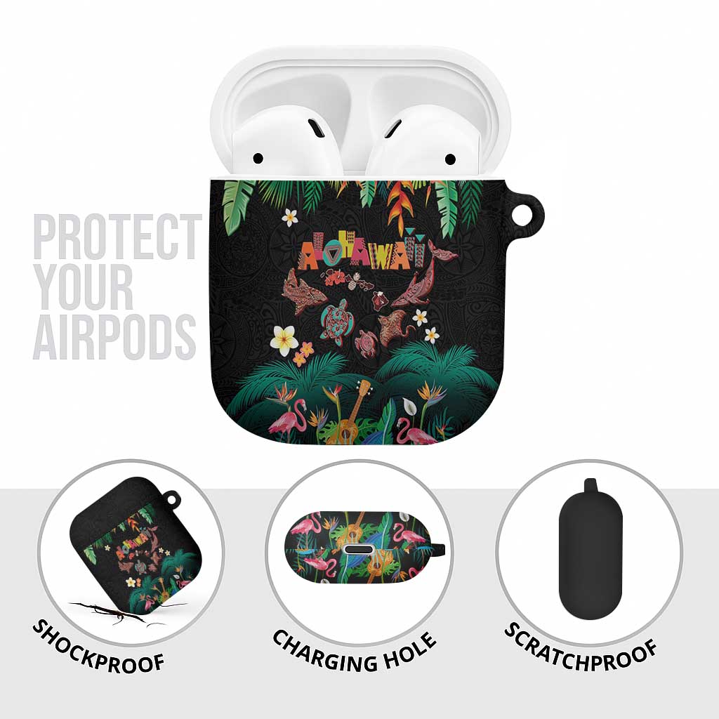Hawaiian Alohawaii AirPods Case Tribal Sea Animals Tattoo and Tropical Plants LT03 - Polynesian Pride