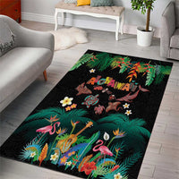 Hawaiian Alohawaii Area Rug Tribal Sea Animals Tattoo and Tropical Plants LT03 - Polynesian Pride