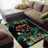 Hawaiian Alohawaii Area Rug Tribal Sea Animals Tattoo and Tropical Plants LT03 - Polynesian Pride