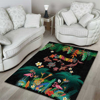 Hawaiian Alohawaii Area Rug Tribal Sea Animals Tattoo and Tropical Plants LT03 - Polynesian Pride