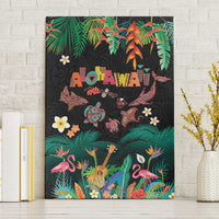 Hawaiian Alohawaii Canvas Wall Art Tribal Sea Animals Tattoo and Tropical Plants LT03 Without Frame Black - Polynesian Pride