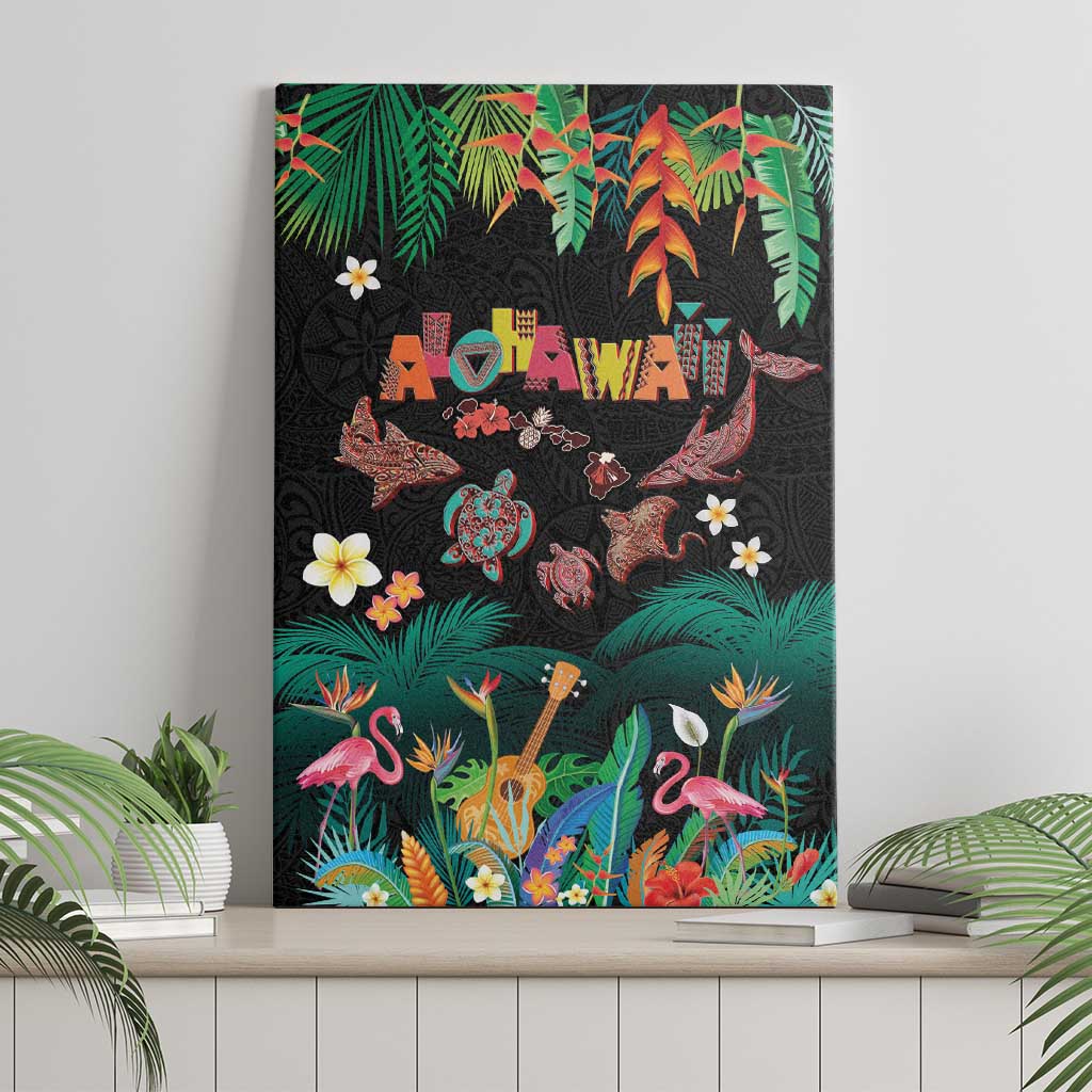 Hawaiian Alohawaii Canvas Wall Art Tribal Sea Animals Tattoo and Tropical Plants LT03 - Polynesian Pride