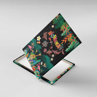 Hawaiian Alohawaii Canvas Wall Art Tribal Sea Animals Tattoo and Tropical Plants LT03 With Frame Black - Polynesian Pride