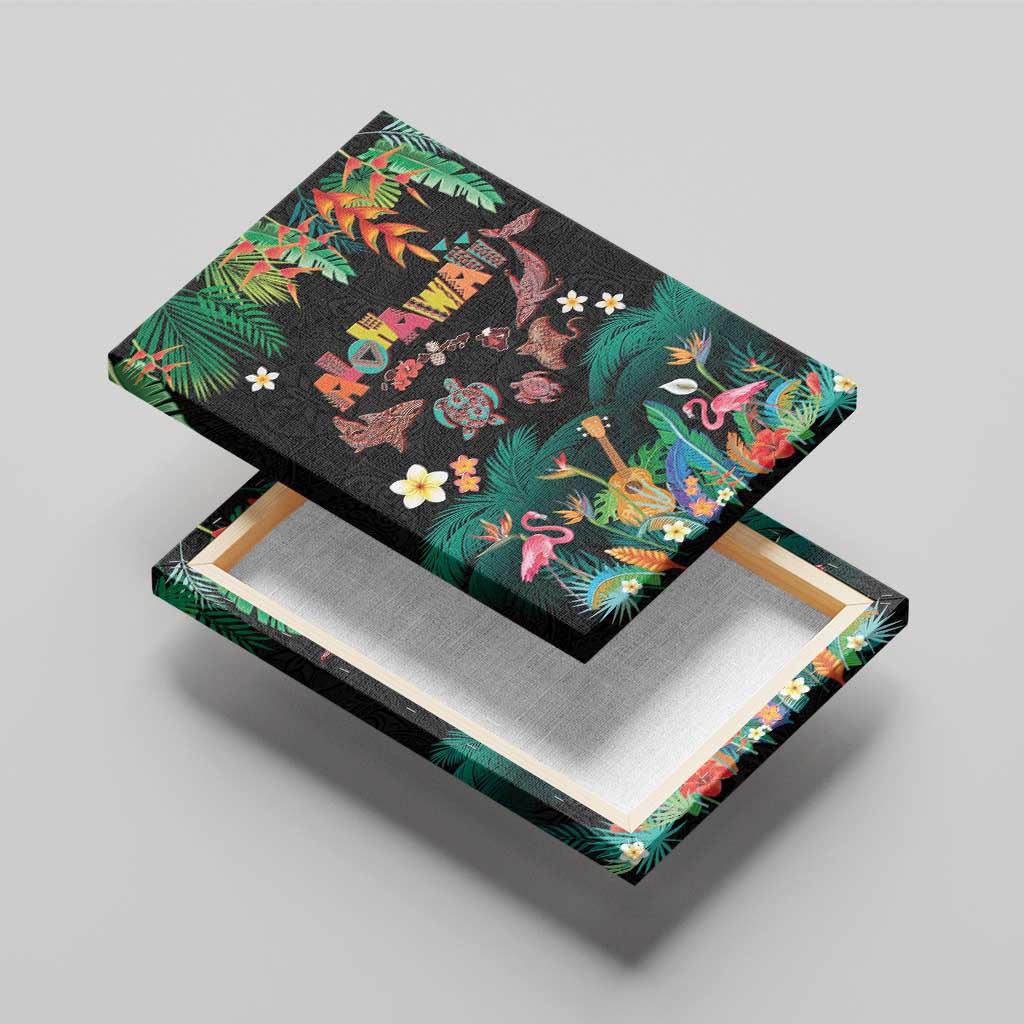 Hawaiian Alohawaii Canvas Wall Art Tribal Sea Animals Tattoo and Tropical Plants LT03 - Polynesian Pride