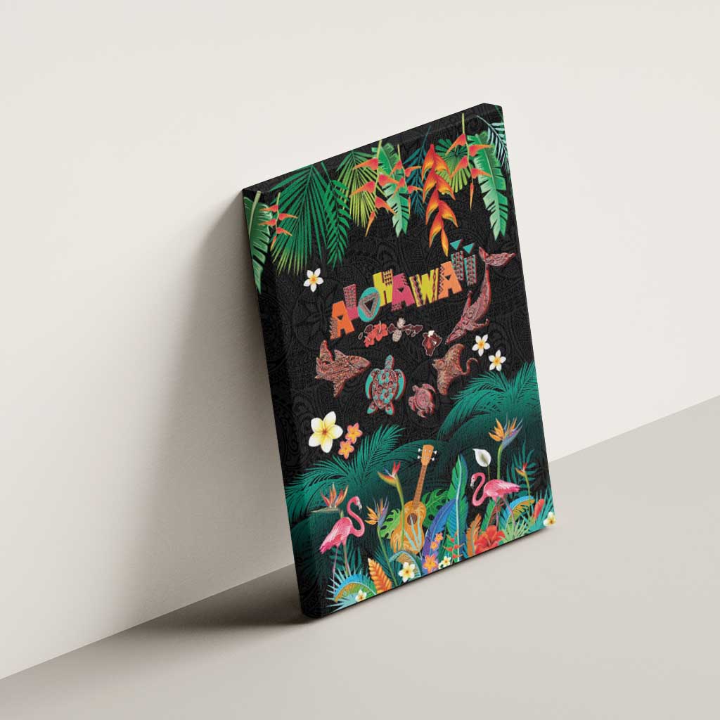 Hawaiian Alohawaii Canvas Wall Art Tribal Sea Animals Tattoo and Tropical Plants LT03 - Polynesian Pride