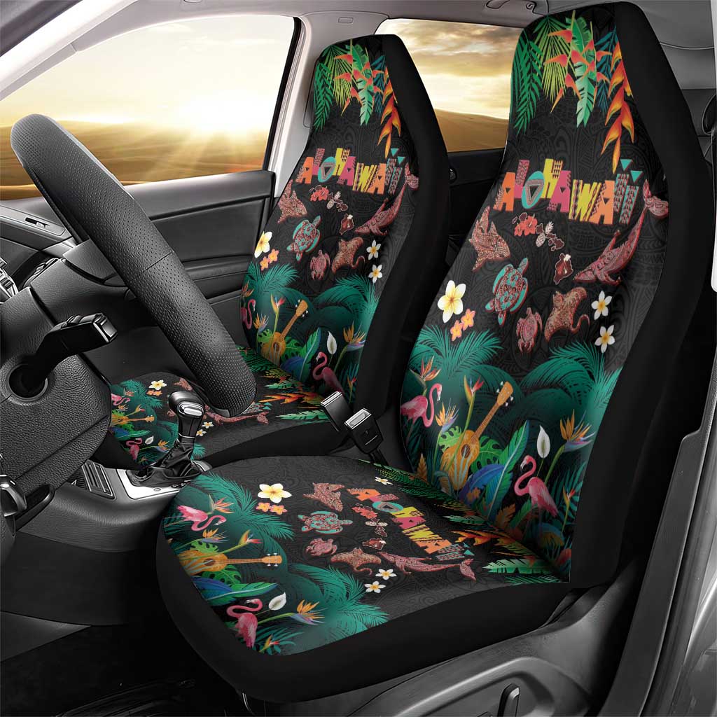 Hawaiian Alohawaii Car Seat Cover Tribal Sea Animals Tattoo and Tropical Plants LT03 - Polynesian Pride