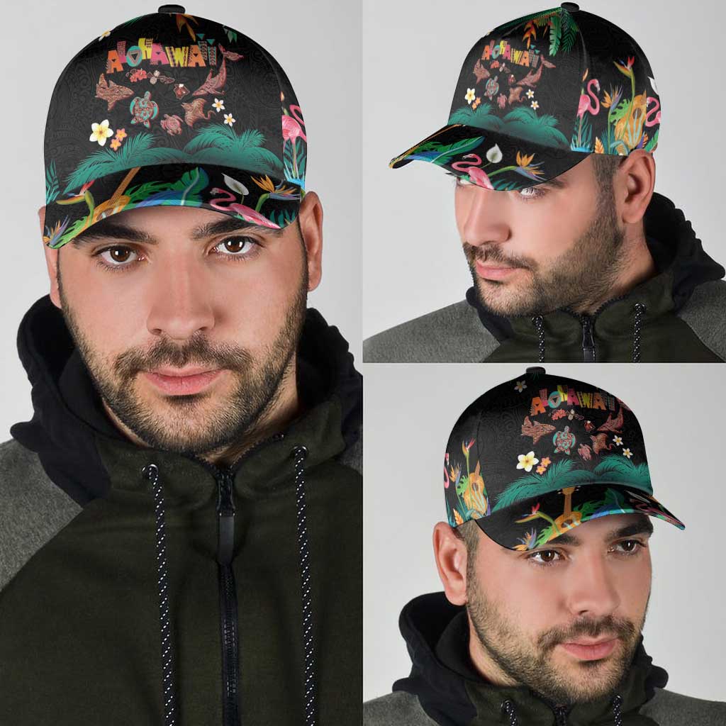 Hawaiian Alohawaii Classic Cap Tribal Sea Animals Tattoo and Tropical Plants - Polynesian Pride