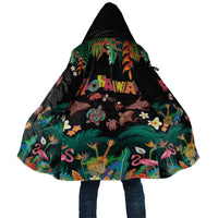 Hawaiian Alohawaii Cloak Tribal Sea Animals Tattoo and Tropical Plants LT03 Unisex Black - Polynesian Pride