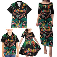 Hawaiian Alohawaii Family Matching Puletasi and Hawaiian Shirt Tribal Sea Animals Tattoo and Tropical Plants LT03 - Polynesian Pride