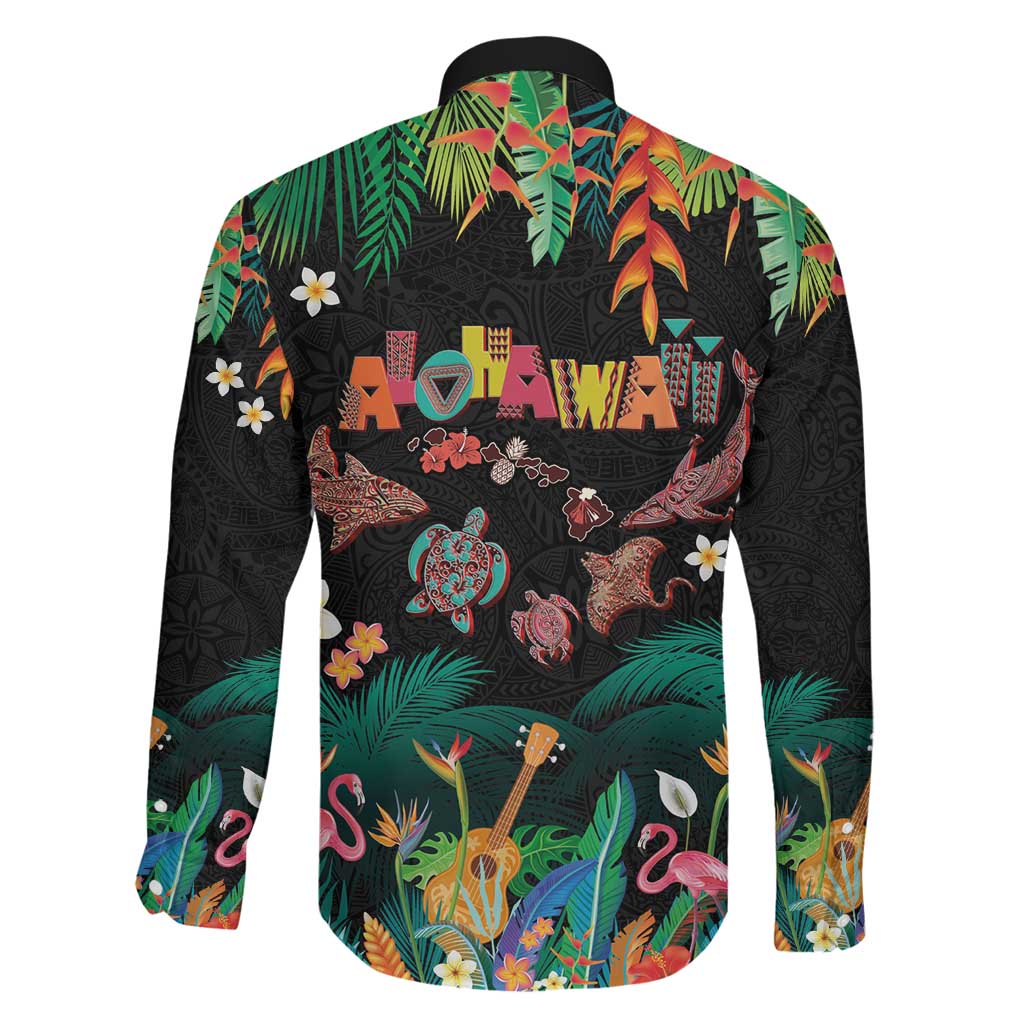 Hawaiian Alohawaii Family Matching Puletasi and Hawaiian Shirt Tribal Sea Animals Tattoo and Tropical Plants LT03 - Polynesian Pride
