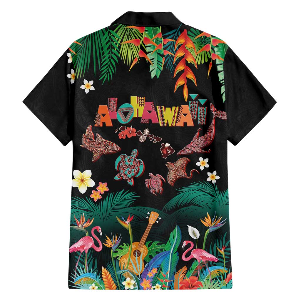 Hawaiian Alohawaii Family Matching Summer Maxi Dress and Hawaiian Shirt Tribal Sea Animals Tattoo and Tropical Plants LT03 - Polynesian Pride