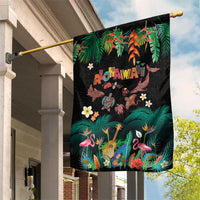 Hawaiian Alohawaii Garden Flag Tribal Sea Animals Tattoo and Tropical Plants LT03 House Flag Black - Polynesian Pride