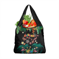 Hawaiian Alohawaii Grocery Bag Tribal Sea Animals Tattoo and Tropical Plants LT03 1-pack One Size Black - Polynesian Pride