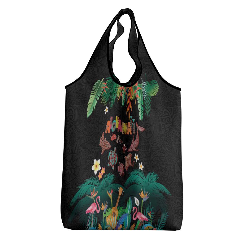 Hawaiian Alohawaii Grocery Bag Tribal Sea Animals Tattoo and Tropical Plants LT03 - Polynesian Pride