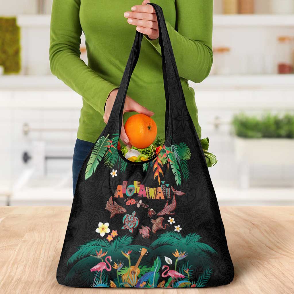 Hawaiian Alohawaii Grocery Bag Tribal Sea Animals Tattoo and Tropical Plants LT03 - Polynesian Pride