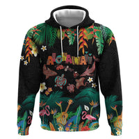 Hawaiian Alohawaii Hoodie Tribal Sea Animals Tattoo and Tropical Plants LT03 Pullover Hoodie Black - Polynesian Pride