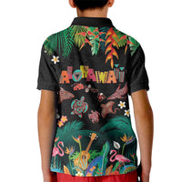Hawaiian Alohawaii Kid Polo Shirt Tribal Sea Animals Tattoo and Tropical Plants LT03 - Polynesian Pride