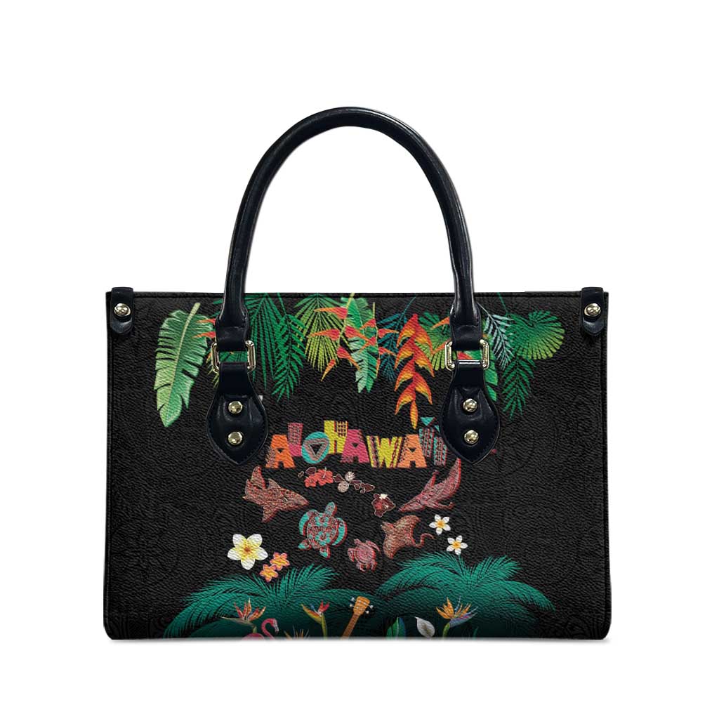 Hawaiian Alohawaii Leather Bag Tribal Sea Animals Tattoo and Tropical Plants LT03 - Polynesian Pride