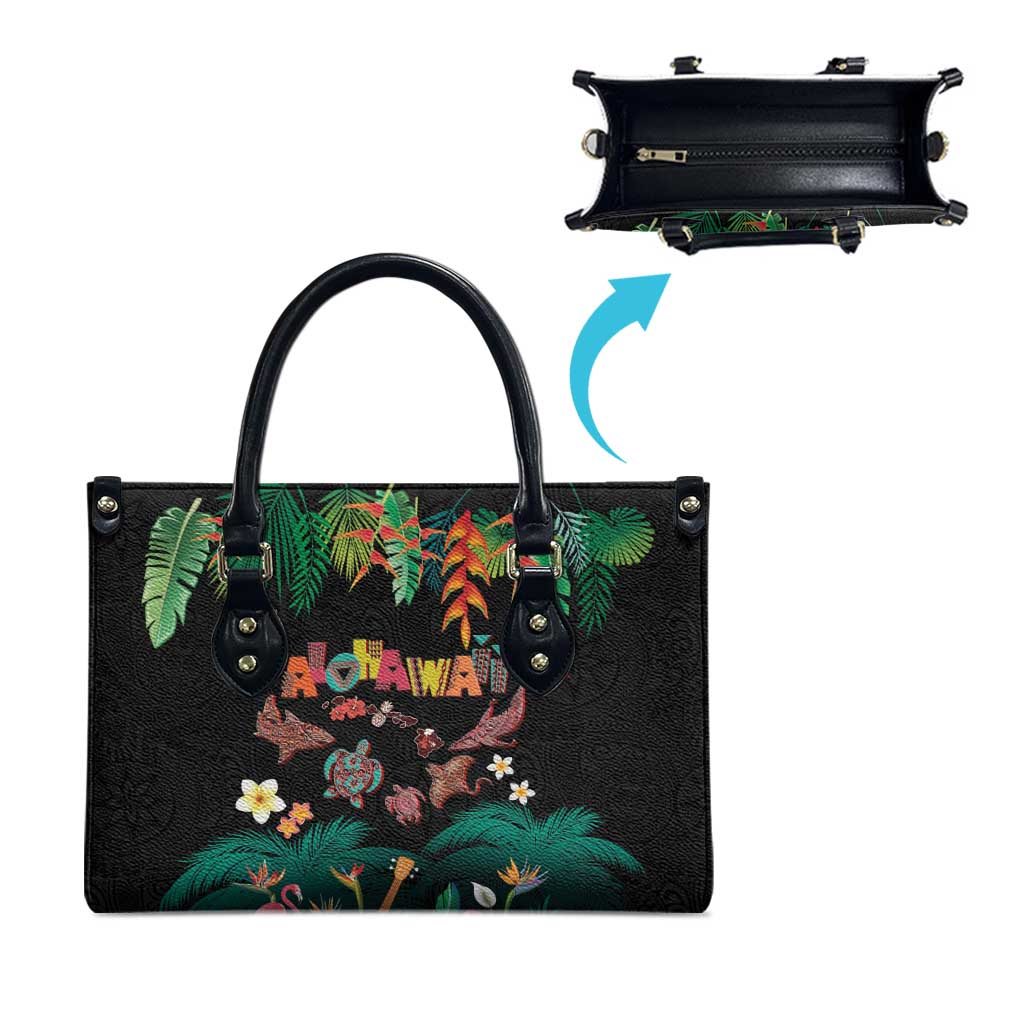 Hawaiian Alohawaii Leather Bag Tribal Sea Animals Tattoo and Tropical Plants LT03 - Polynesian Pride