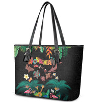 Hawaiian Alohawaii Leather Tote Bag Tribal Sea Animals Tattoo and Tropical Plants LT03 - Polynesian Pride