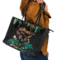 Hawaiian Alohawaii Leather Tote Bag Tribal Sea Animals Tattoo and Tropical Plants LT03 - Polynesian Pride