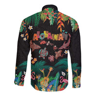 Hawaiian Alohawaii Long Sleeve Button Shirt Tribal Sea Animals Tattoo and Tropical Plants LT03 - Polynesian Pride