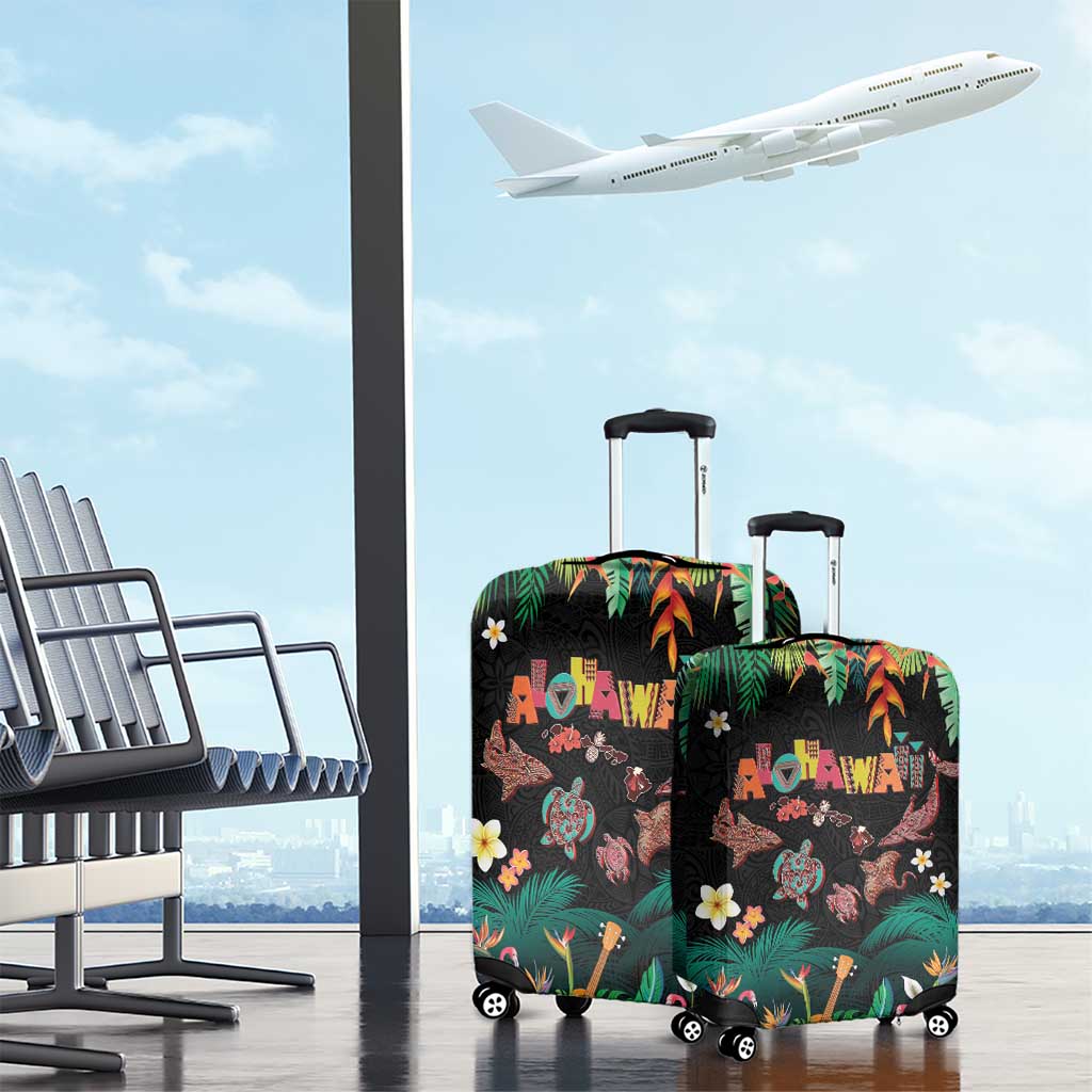 Hawaiian Alohawaii Luggage Cover Tribal Sea Animals Tattoo and Tropical Plants LT03 - Polynesian Pride