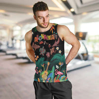 Hawaiian Alohawaii Men Tank Top Tribal Sea Animals Tattoo and Tropical Plants LT03 Black - Polynesian Pride