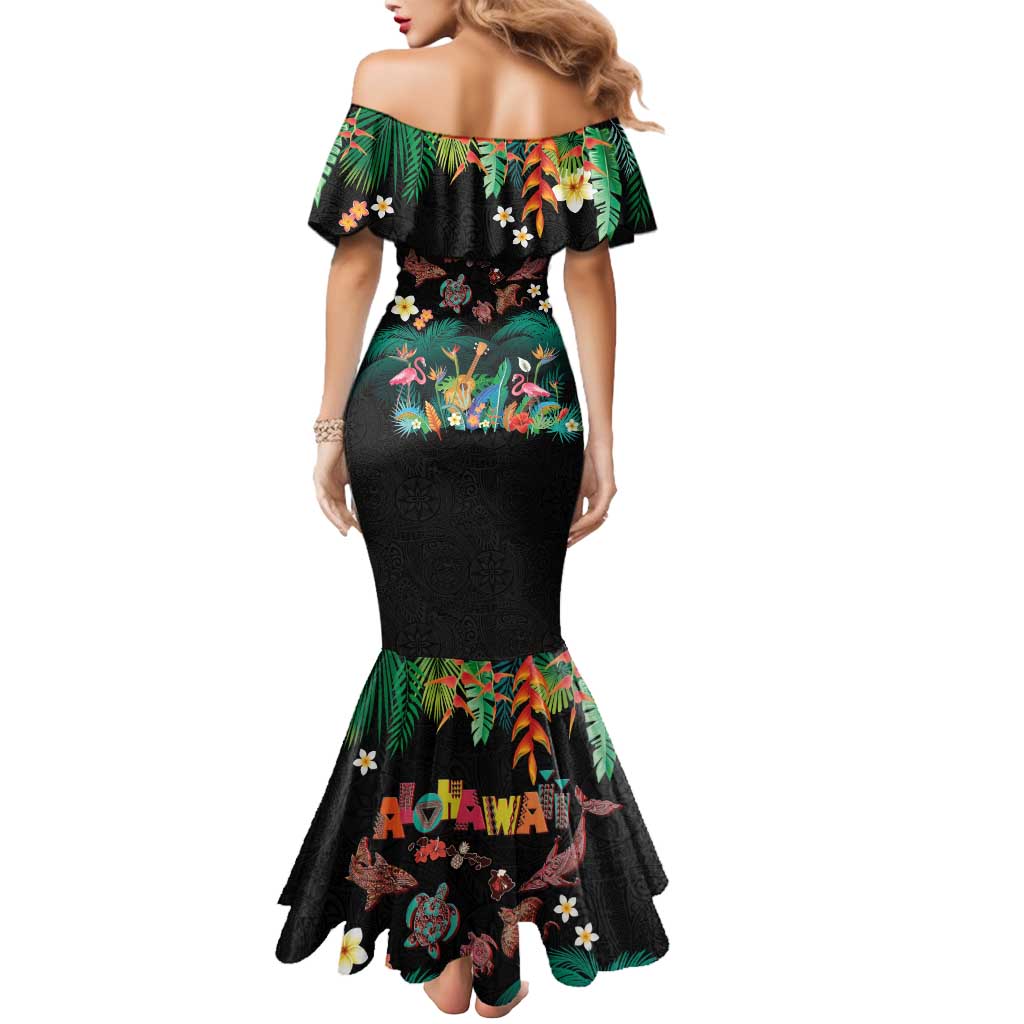 Hawaiian Alohawaii Mermaid Dress Tribal Sea Animals Tattoo and Tropical Plants LT03 - Polynesian Pride