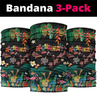 Hawaiian Alohawaii Neck Gaiter Tribal Sea Animals Tattoo and Tropical Plants LT03 package One Size: 25*50cm Black - Polynesian Pride