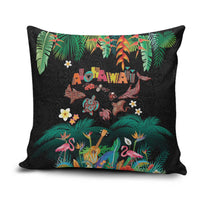 Hawaiian Alohawaii Pillow Cover Tribal Sea Animals Tattoo and Tropical Plants LT03 Black - Polynesian Pride