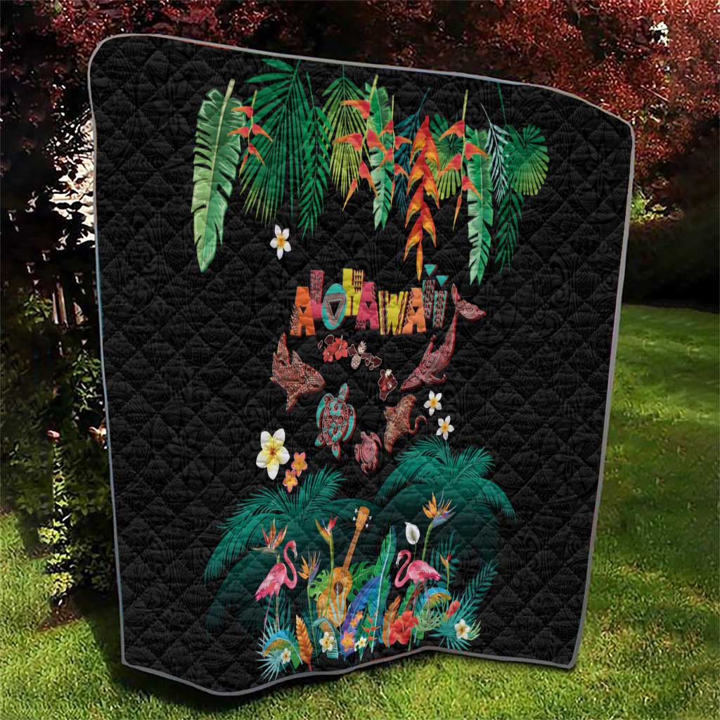 Hawaiian Alohawaii Quilt Tribal Sea Animals Tattoo and Tropical Plants LT03 - Polynesian Pride