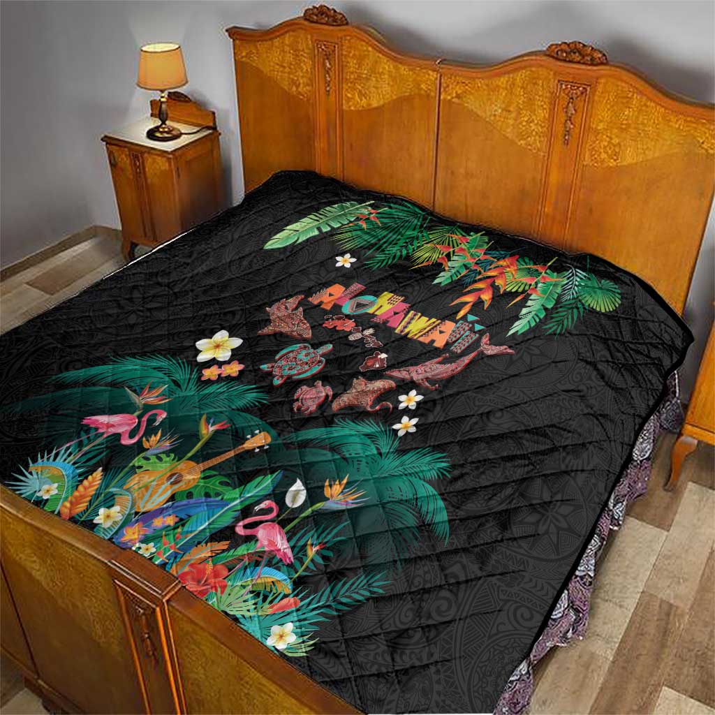 Hawaiian Alohawaii Quilt Tribal Sea Animals Tattoo and Tropical Plants LT03 - Polynesian Pride