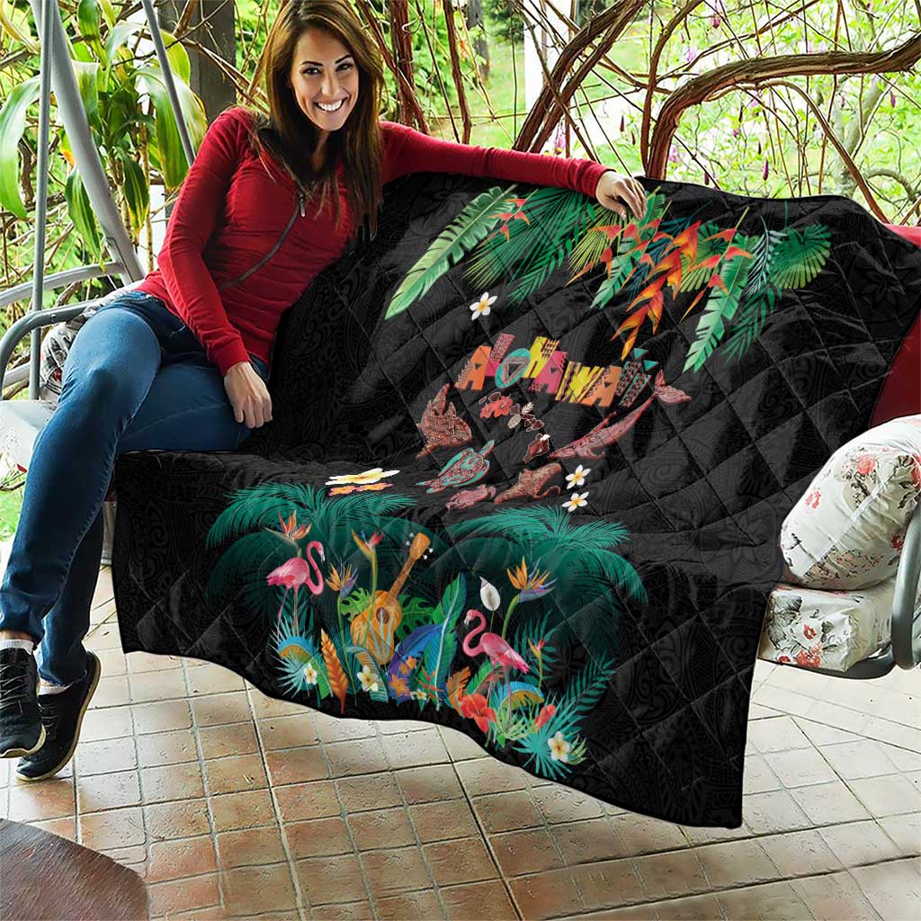Hawaiian Alohawaii Quilt Tribal Sea Animals Tattoo and Tropical Plants LT03 - Polynesian Pride