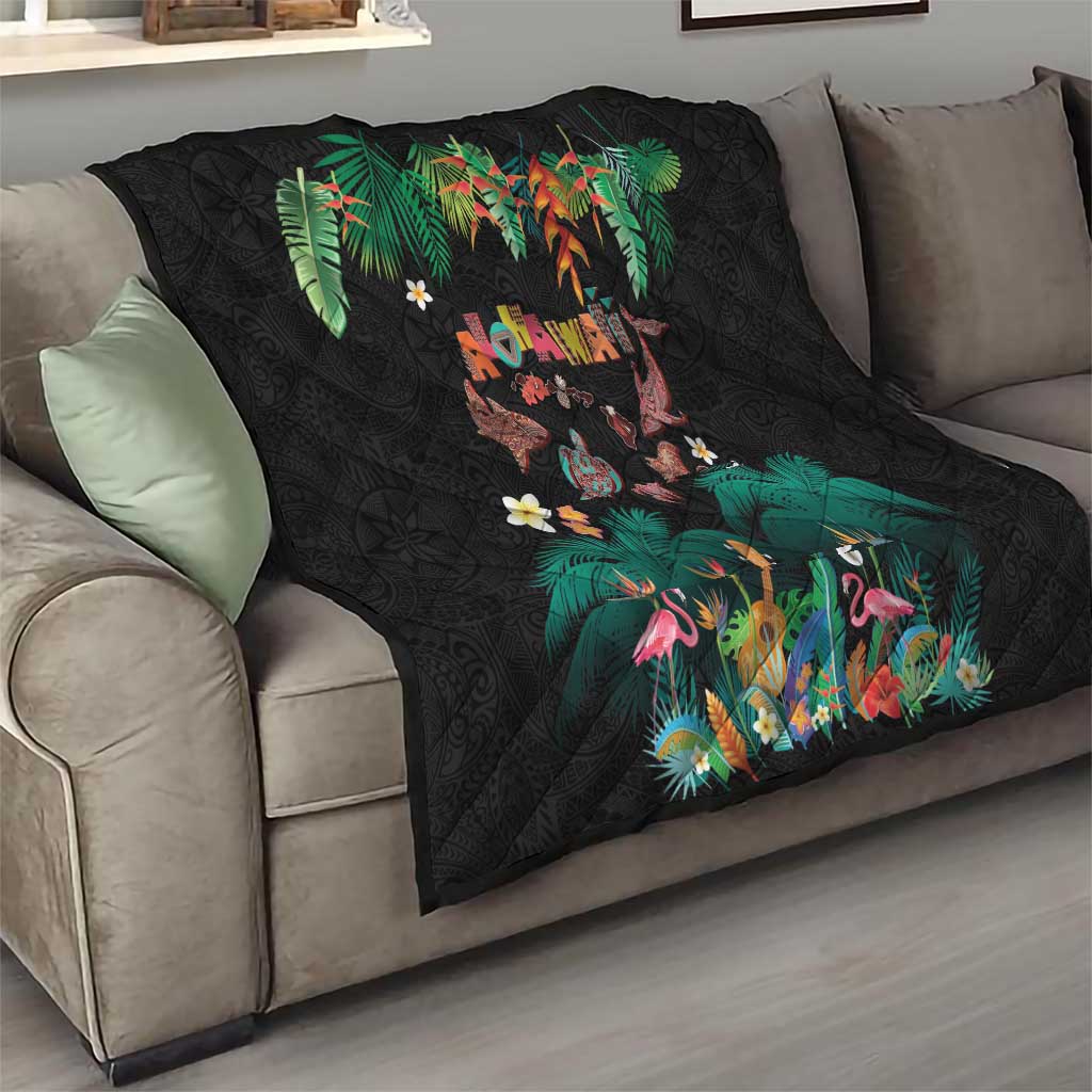 Hawaiian Alohawaii Quilt Tribal Sea Animals Tattoo and Tropical Plants LT03 - Polynesian Pride