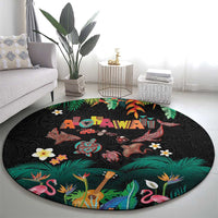 Hawaiian Alohawaii Round Carpet Tribal Sea Animals Tattoo and Tropical Plants LT03 - Polynesian Pride