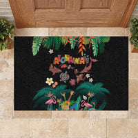 Hawaiian Alohawaii Rubber Doormat Tribal Sea Animals Tattoo and Tropical Plants LT03 Black - Polynesian Pride