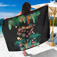 Hawaiian Alohawaii Sarong Tribal Sea Animals Tattoo and Tropical Plants LT03 One Size 44 x 66 inches Black - Polynesian Pride