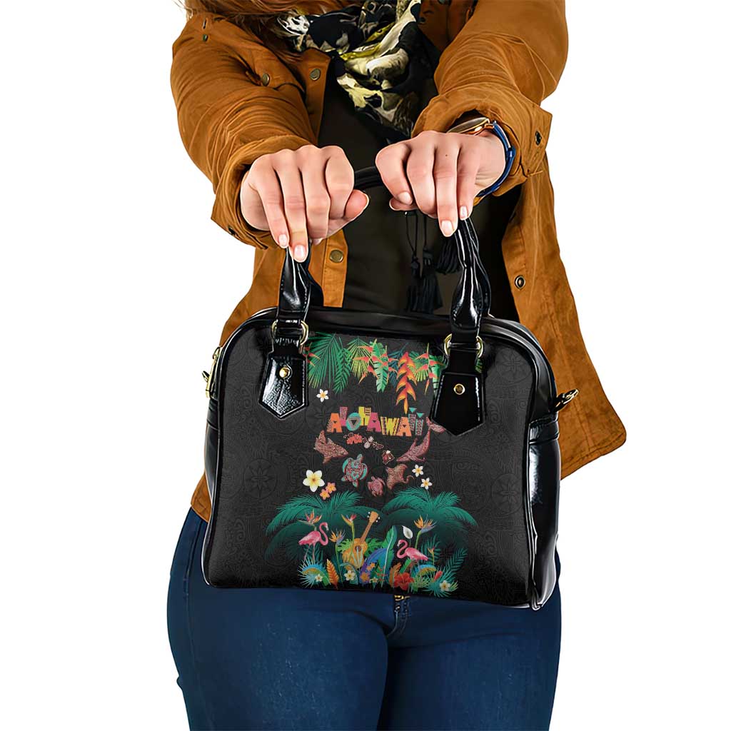 Hawaiian Alohawaii Shoulder Handbag Tribal Sea Animals Tattoo and Tropical Plants - Polynesian Pride