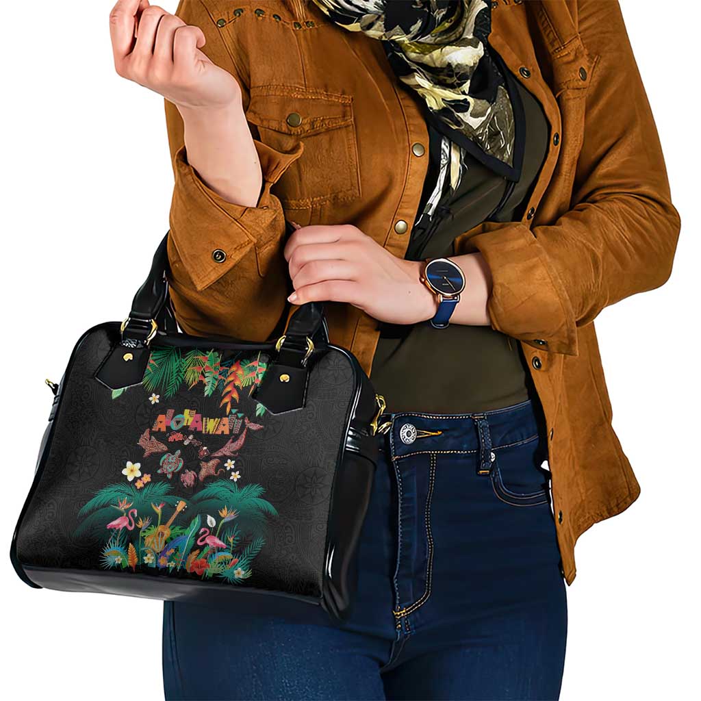 Hawaiian Alohawaii Shoulder Handbag Tribal Sea Animals Tattoo and Tropical Plants LT03 - Polynesian Pride