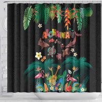 Hawaiian Alohawaii Shower Curtain Tribal Sea Animals Tattoo and Tropical Plants LT03 - Polynesian Pride