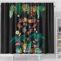 Hawaiian Alohawaii Shower Curtain Tribal Sea Animals Tattoo and Tropical Plants LT03 - Polynesian Pride