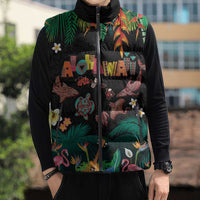 Hawaiian Alohawaii Sleeveless Puffer Jacket Tribal Sea Animals Tattoo and Tropical Plants LT03 - Polynesian Pride