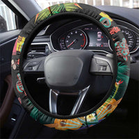 Hawaiian Alohawaii Steering Wheel Cover Tribal Sea Animals Tattoo and Tropical Plants LT03 - Polynesian Pride