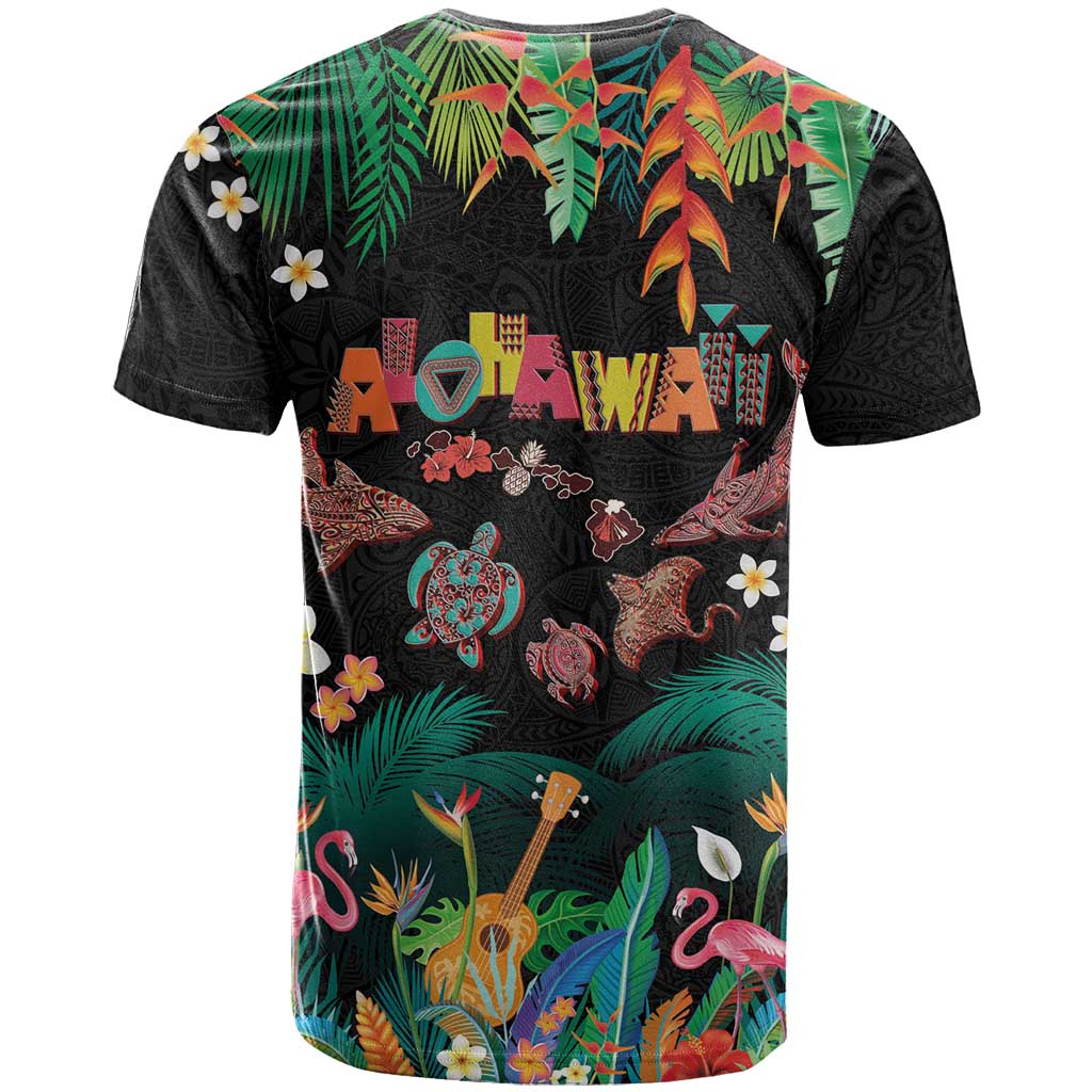 Hawaiian Alohawaii T Shirt Tribal Sea Animals Tattoo and Tropical Plants LT03 - Polynesian Pride