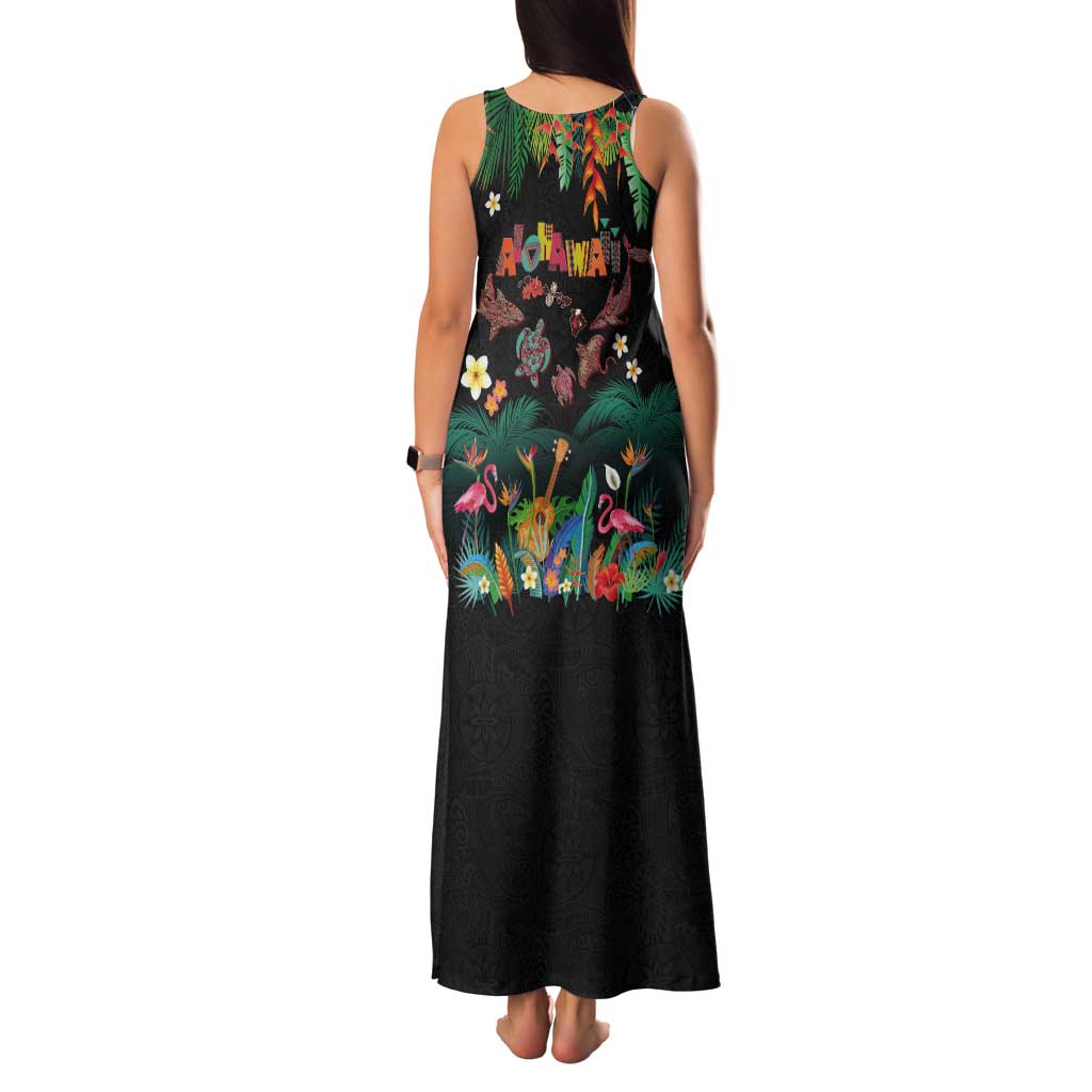 Hawaiian Alohawaii Tank Maxi Dress Tribal Sea Animals Tattoo and Tropical Plants LT03 - Polynesian Pride