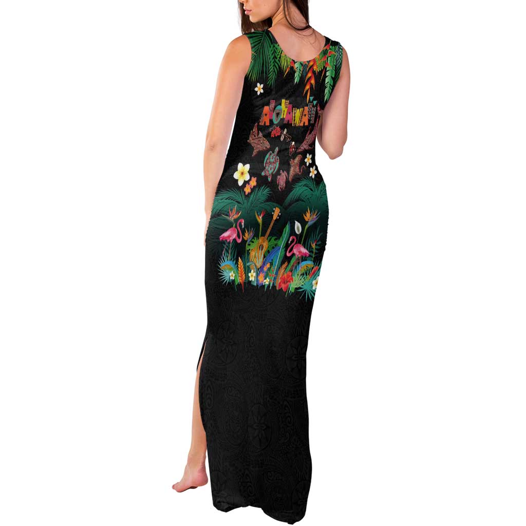 Hawaiian Alohawaii Tank Maxi Dress Tribal Sea Animals Tattoo and Tropical Plants LT03 - Polynesian Pride